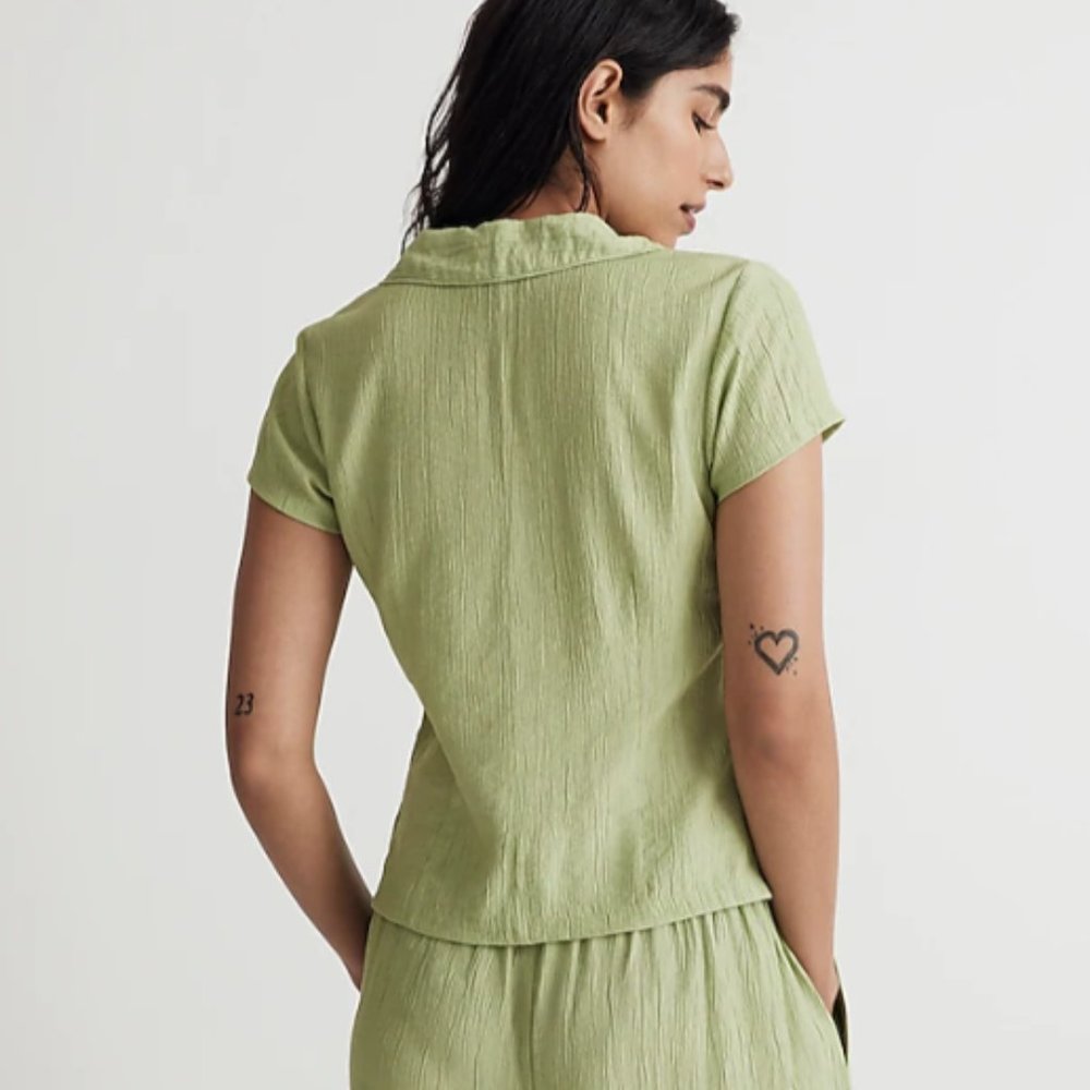 Notched V-Neck Button-Up Top - Picture 2 of 4